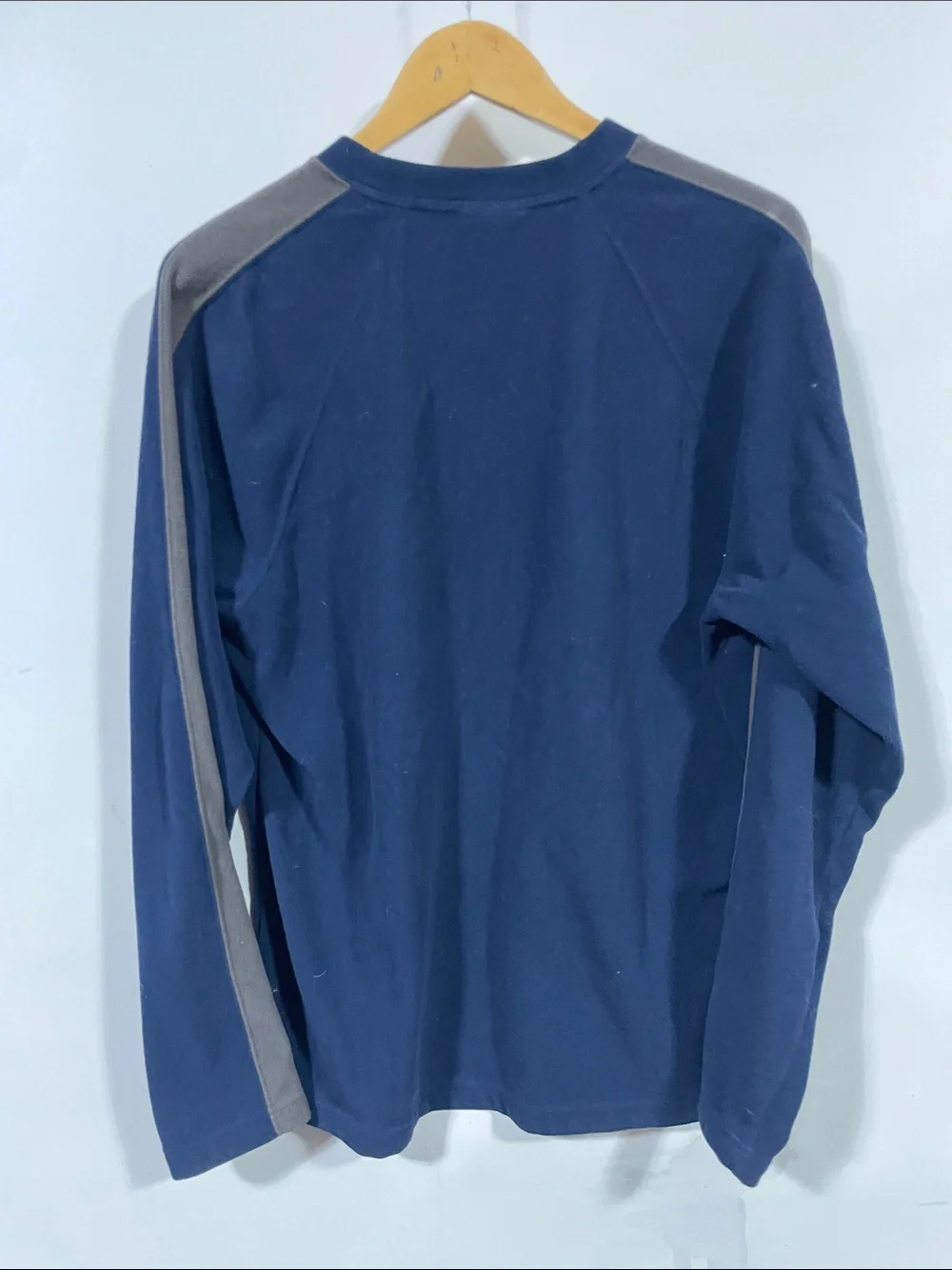 The North Face Men's Navy Crewneck Sweater with Gray Side Stripes